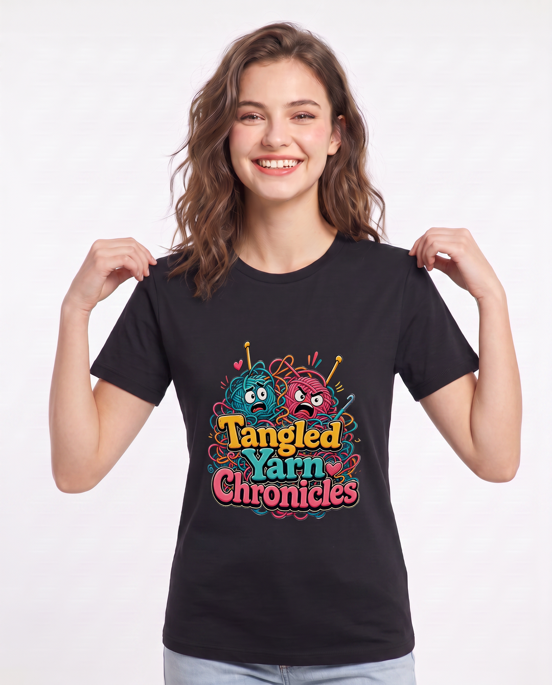 Tangled Yarn Chronicles Women's Black T-Shirt product image 1
