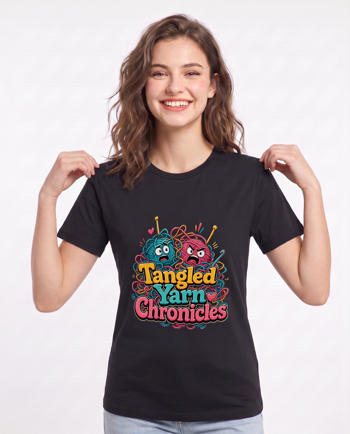 Tangled Yarn Chronicles Women's Black T-Shirt product image 1