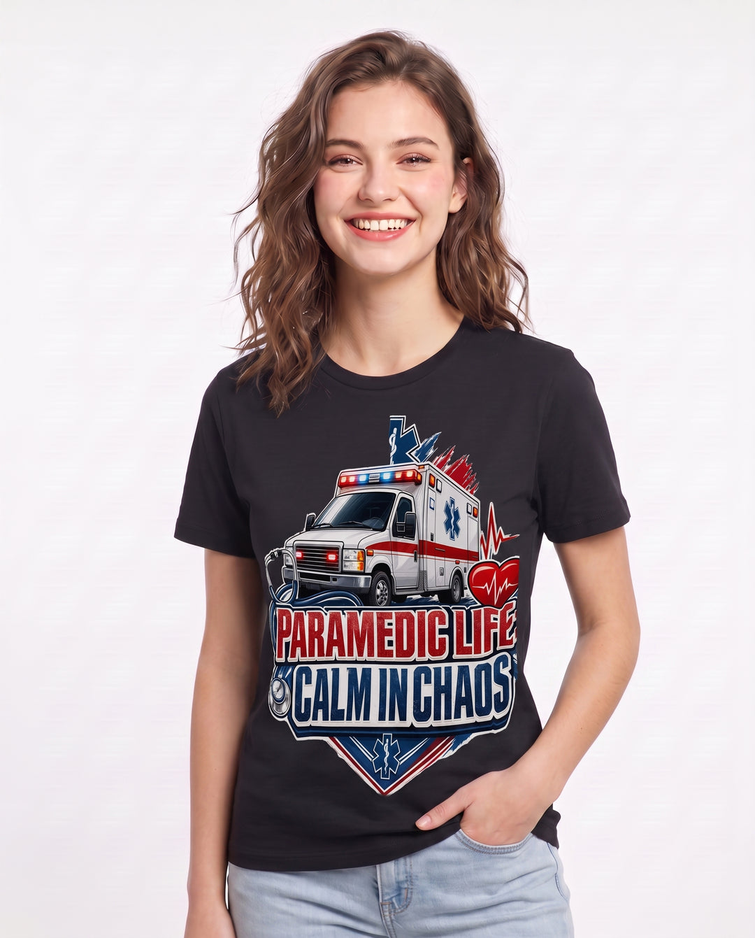 Paramedic Life: Calm in Chaos Women's Black T-Shirt product image 3