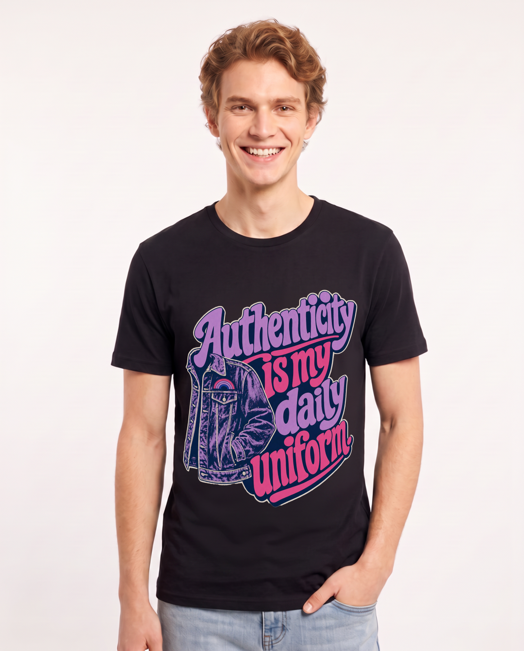 Pride Men's Black T-Shirt – Authenticity is my daily uniform product image 1
