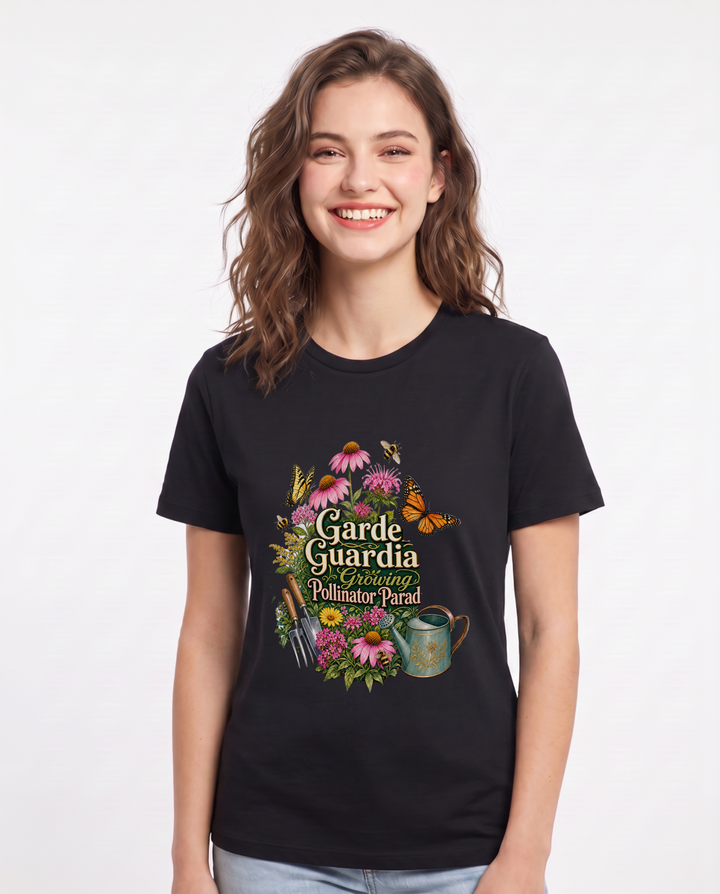 Garden Guardian: Growing Pollinator Paradise Women's Black T-Shirt product image 2