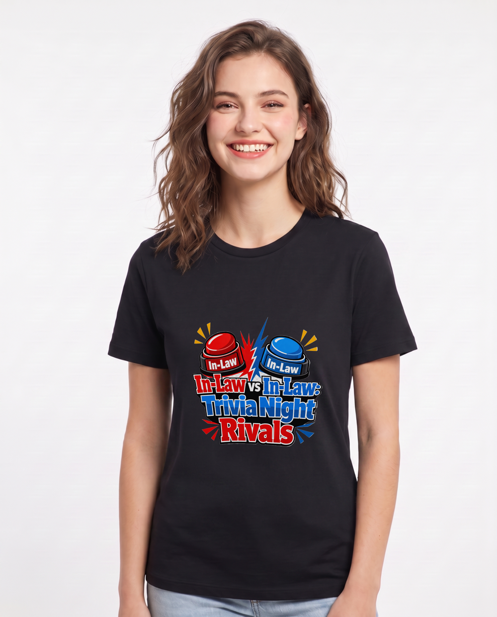 In-Law vs In-Law: Trivia Night Rivals Women's Black T-Shirt product image 2