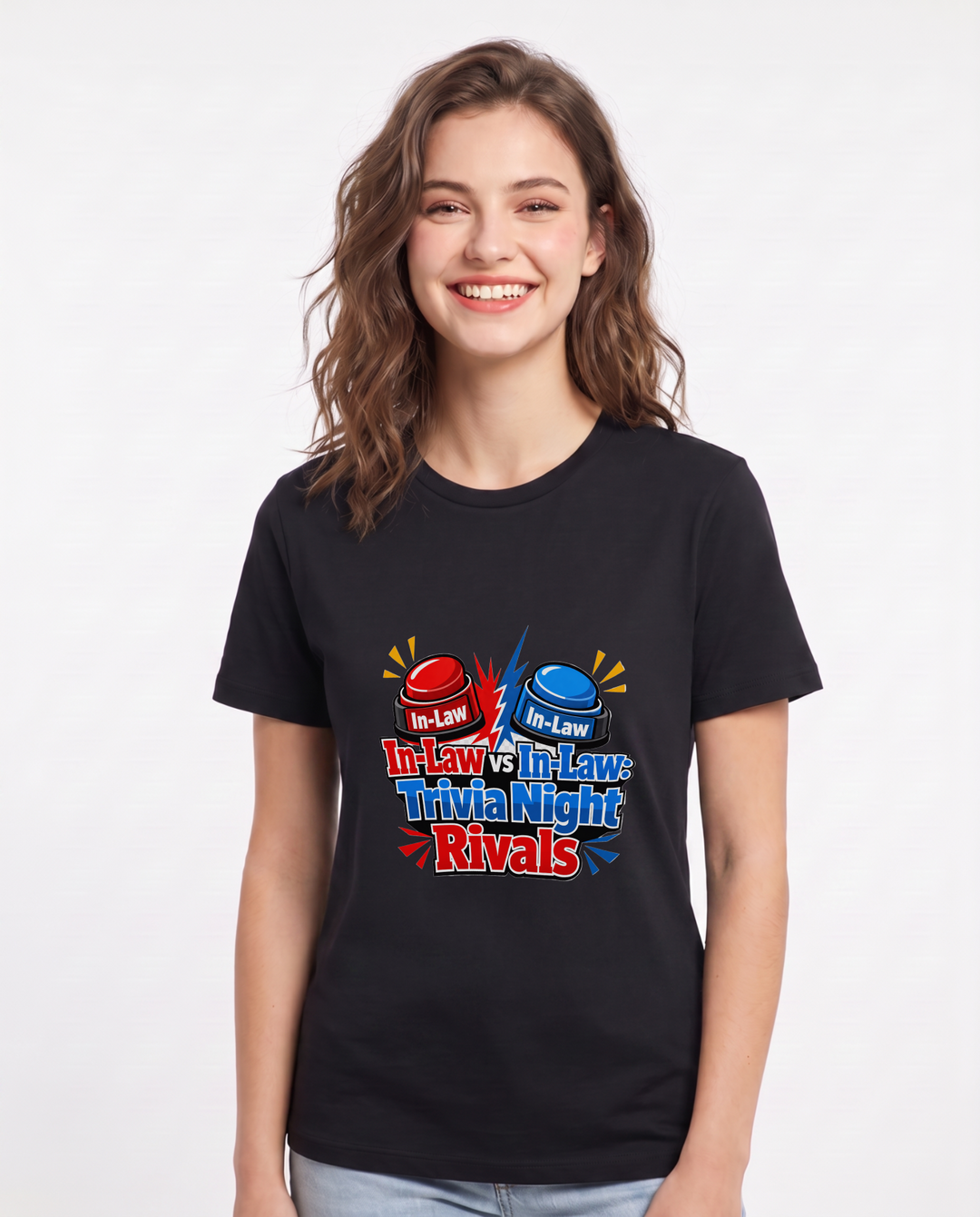 In-Law vs In-Law: Trivia Night Rivals Women's Black T-Shirt product image 2