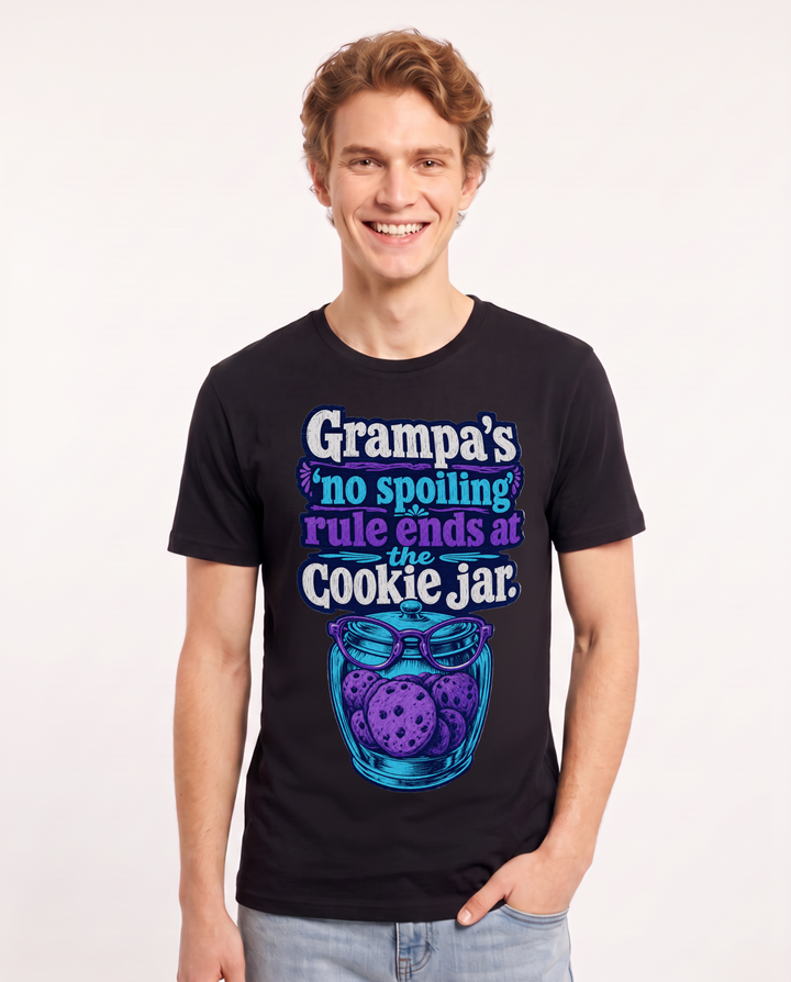 Grandpa Men's Black T-Shirt – Grampa's 'no spoiling' rule ends at the cookie jar. product image 1