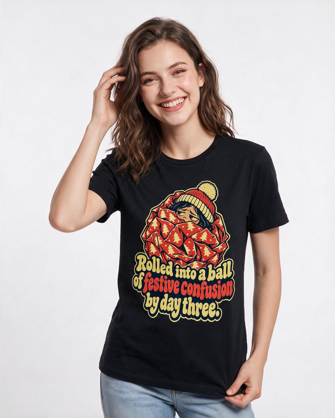 Christmas Black T-Shirt for Women – Holiday Theme Graphic Tee product image 1