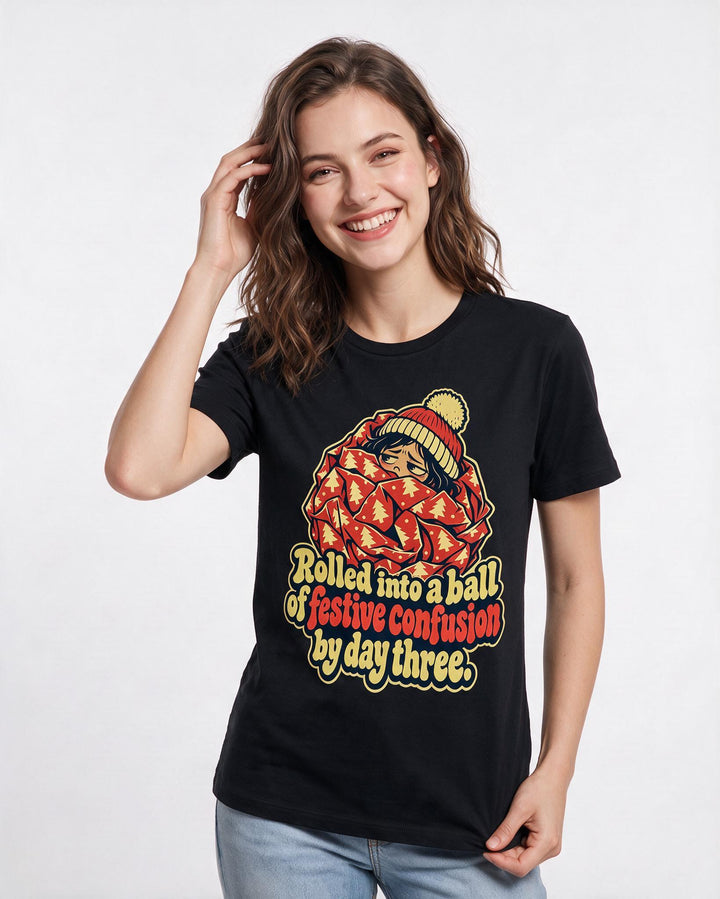 Christmas Black T-Shirt for Women – Holiday Theme Graphic Tee product image 1