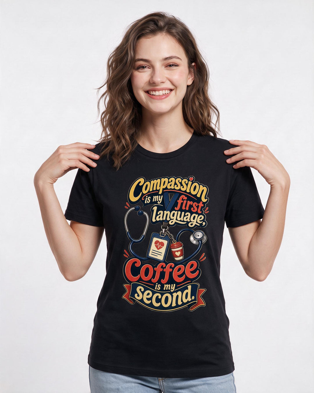 Nurse Black T-Shirt for Women – Nursing Life Graphic Tee product image 1