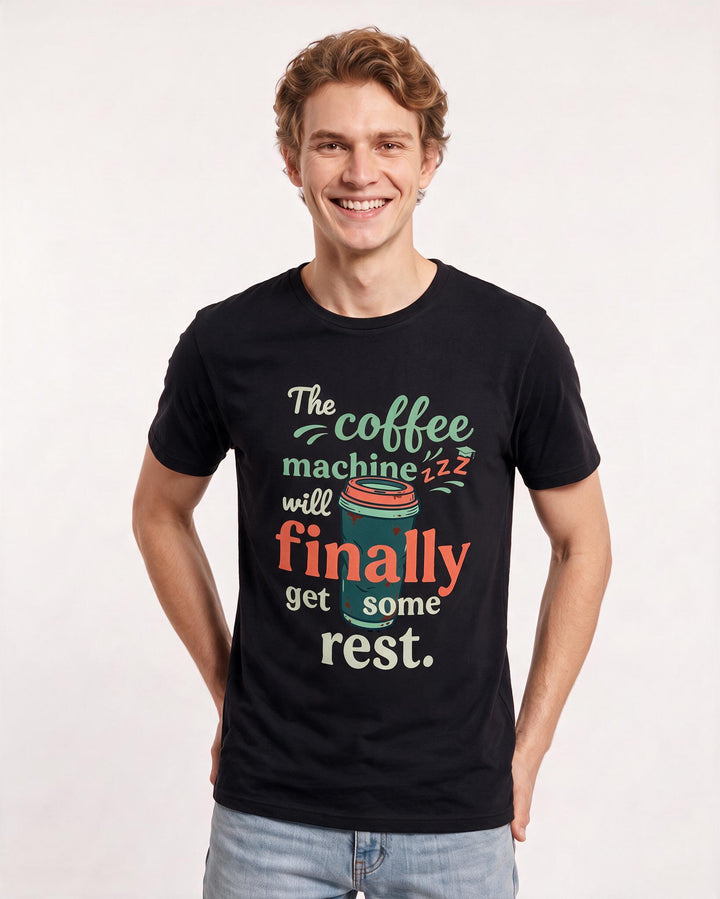 Funny Graduation Men's Black T-Shirt – The coffee machine will finally get some rest. product image 3