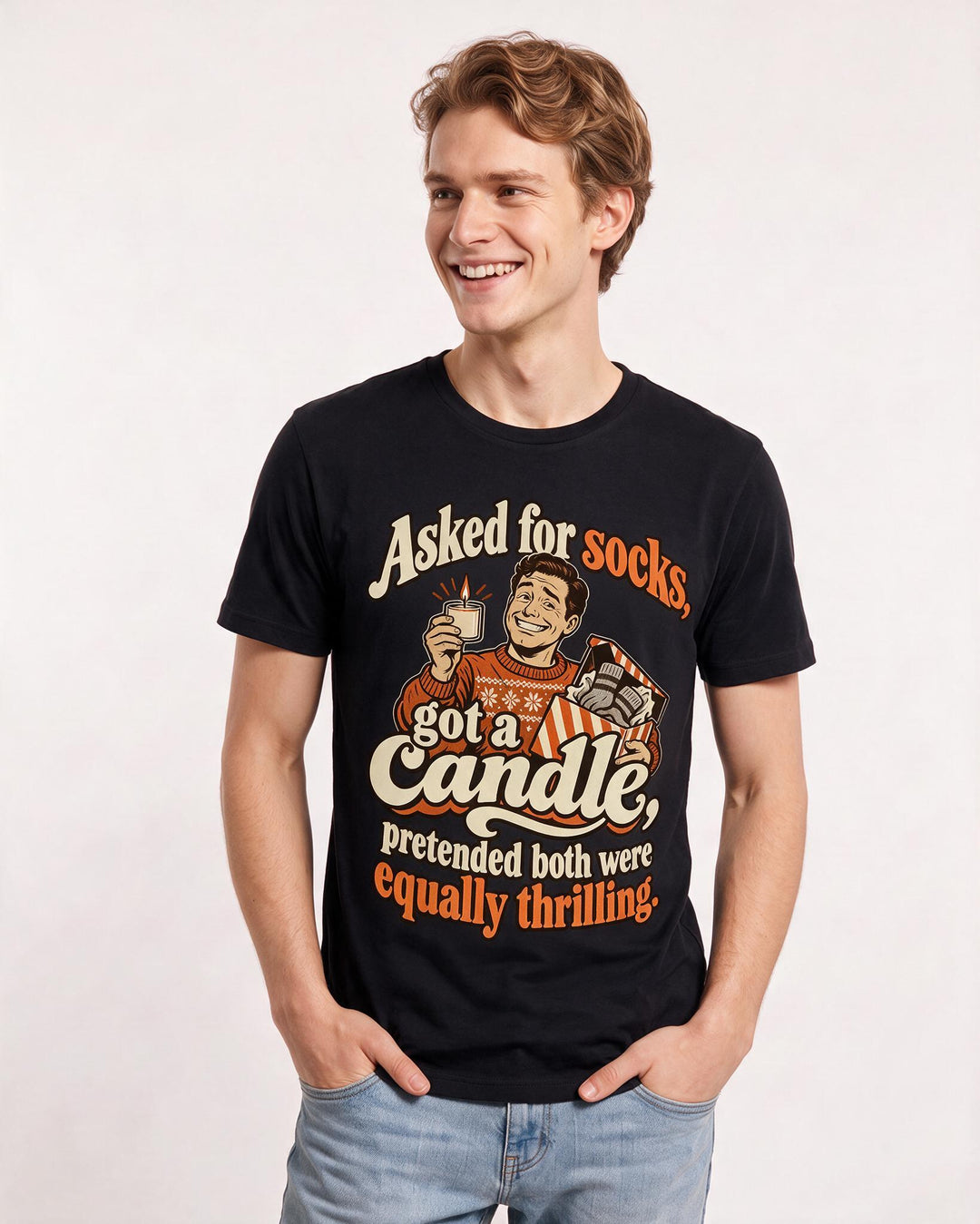 Christmas Black T-Shirt for Men – Holiday Theme Graphic Tee product image 1
