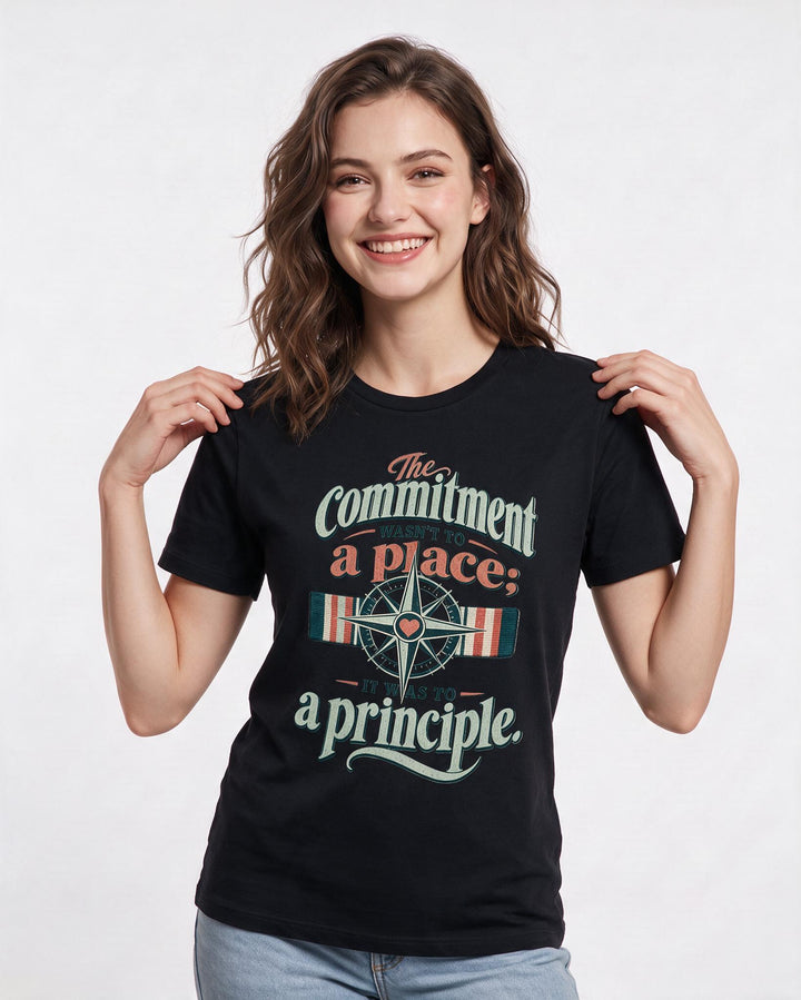 Veteran Women's Black T-Shirt – The commitment wasn't to a place; it product image 3