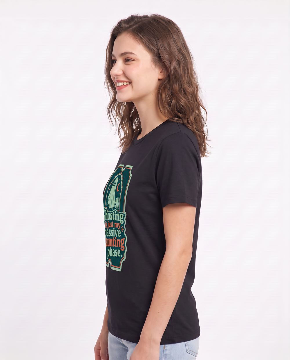 Halloween Women's Black T-Shirt - Ghosting is just my passive haunting product image 2