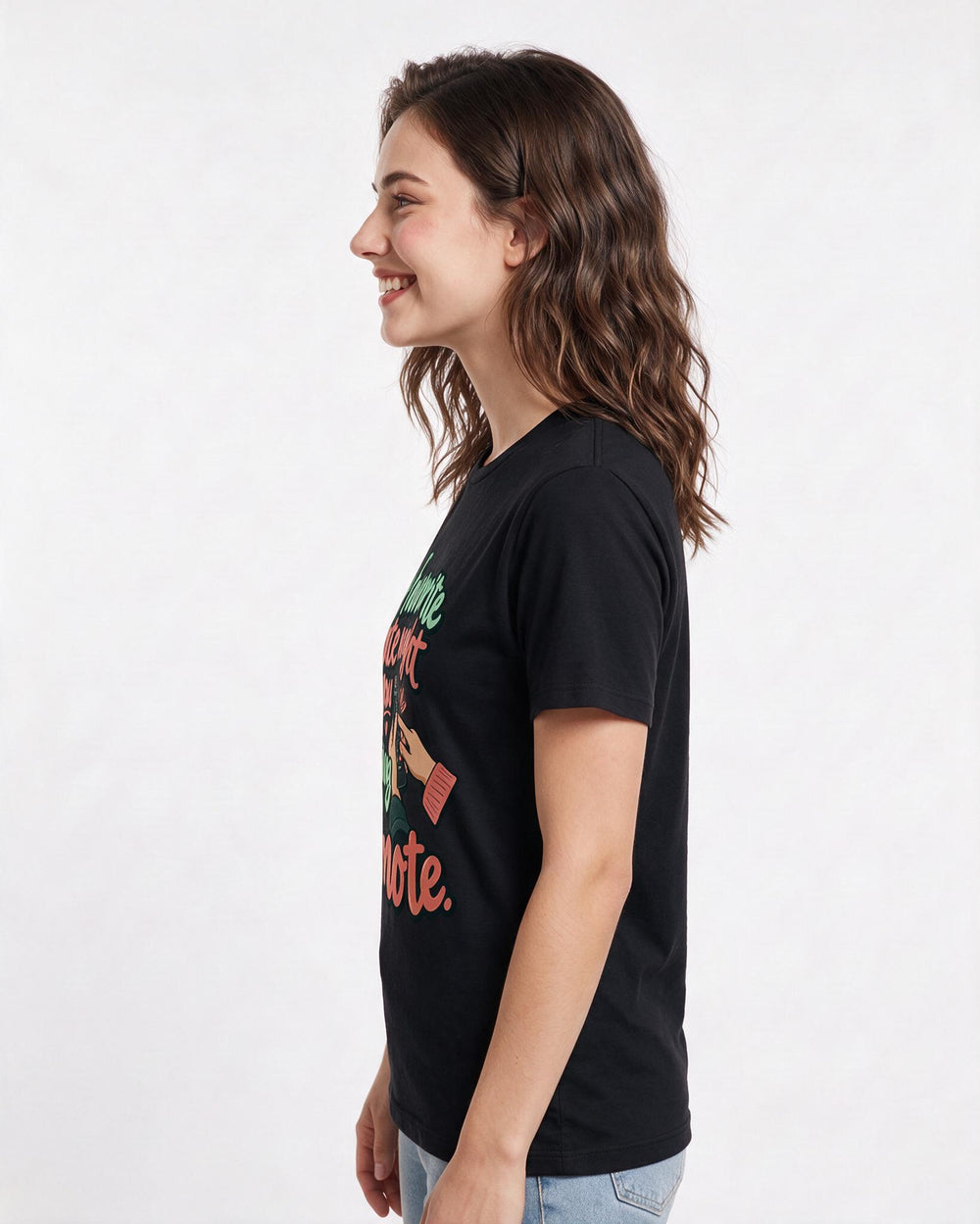 Couples Black T-Shirt for Women – Everyday Expression Graphic Tee product image 2
