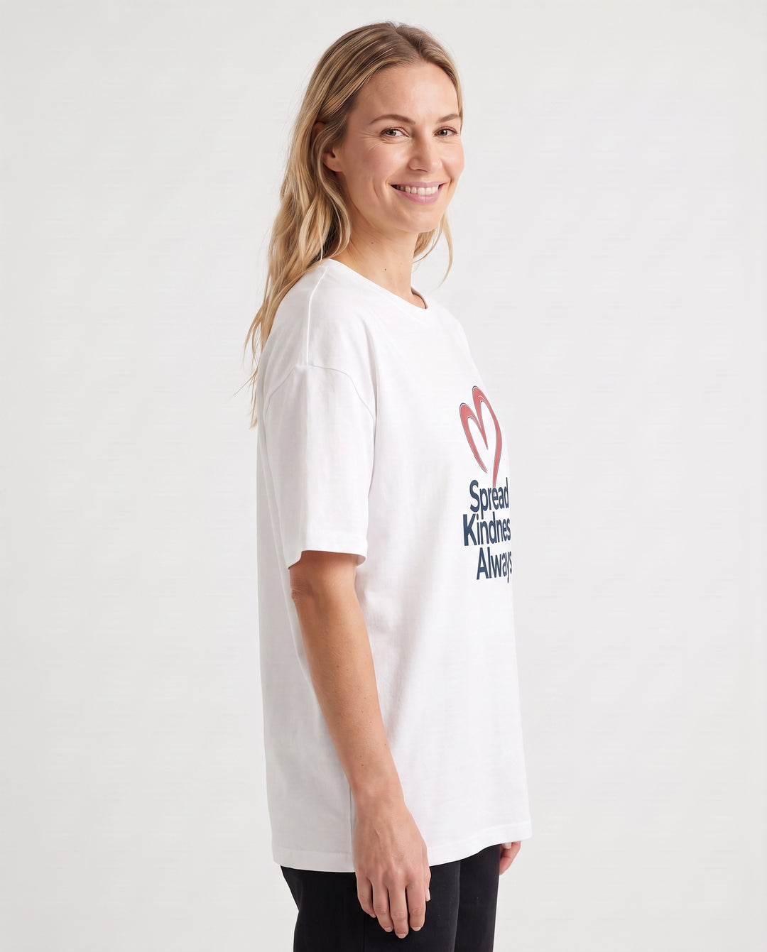 Spread Kindness, Always White T-Shirt mockup 2