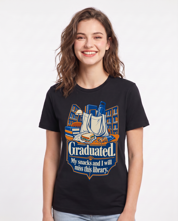 Graduation Black T-Shirt for Women – Everyday Expression Graphic Tee product image 3