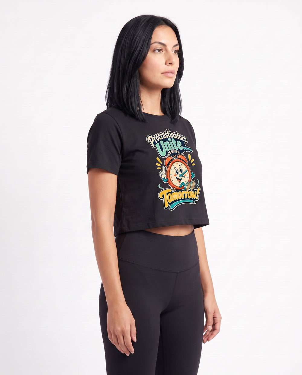 Procrastinators Unite... Tomorrow! Crop Top mockup 2