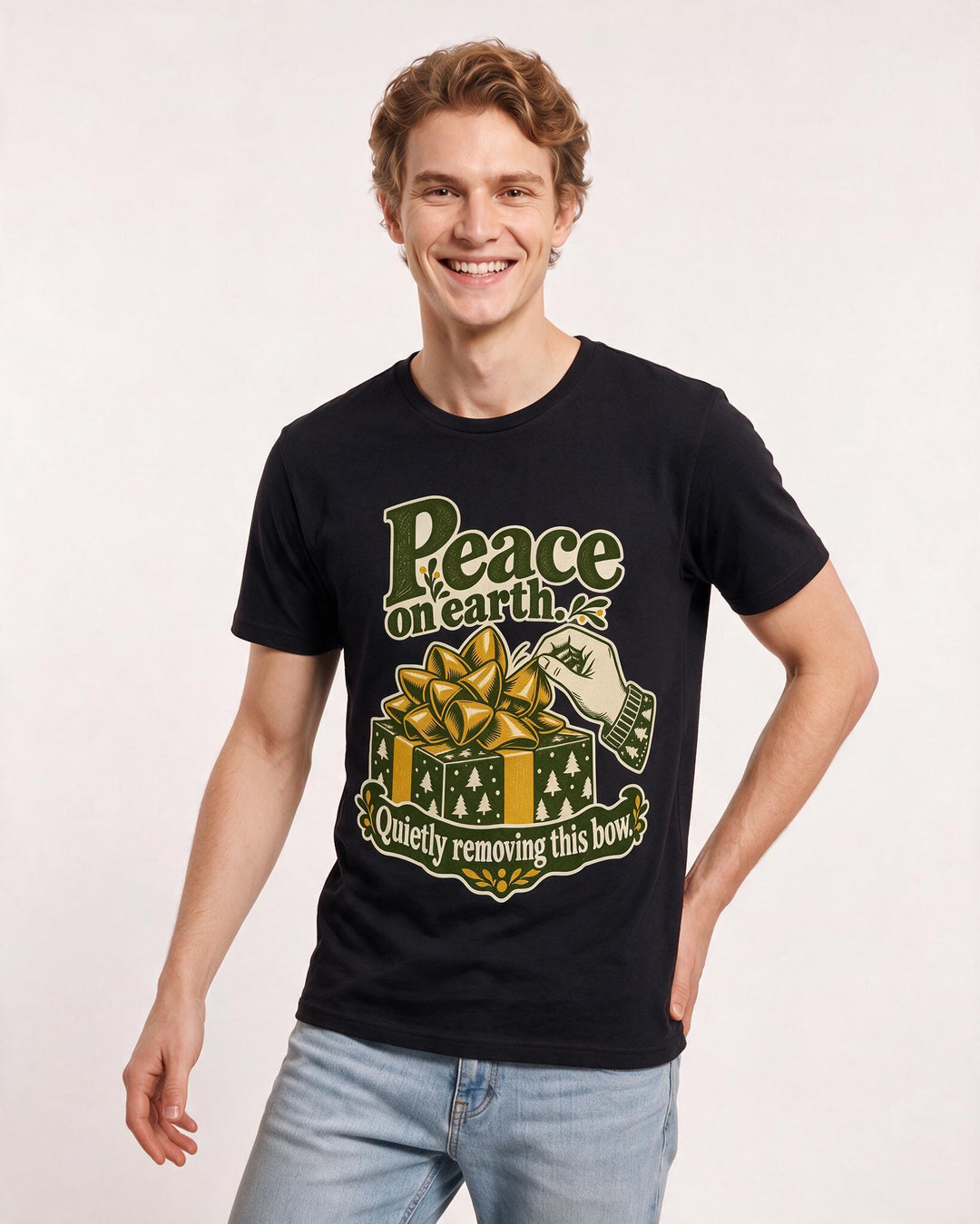 Christmas Black T-Shirt for Men – Holiday Theme Graphic Tee product image 1