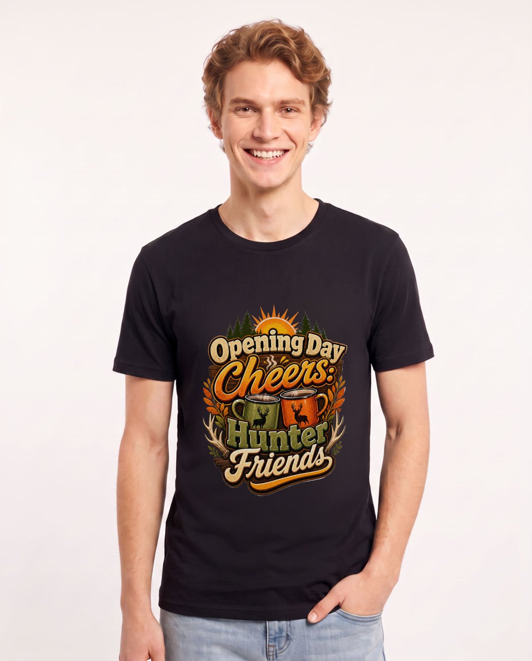 Opening Day Cheers: Hunter Friends Men's Black T-Shirt product image 2