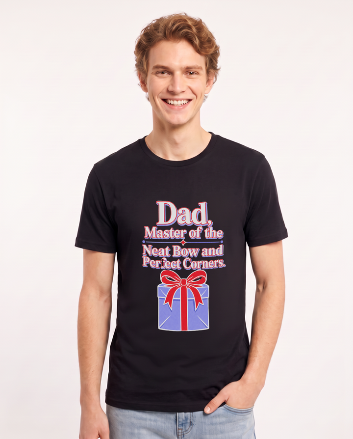 Dad, Master of the Neat Bow and Perfect Corners. Men's Black T-Shirt product image 2