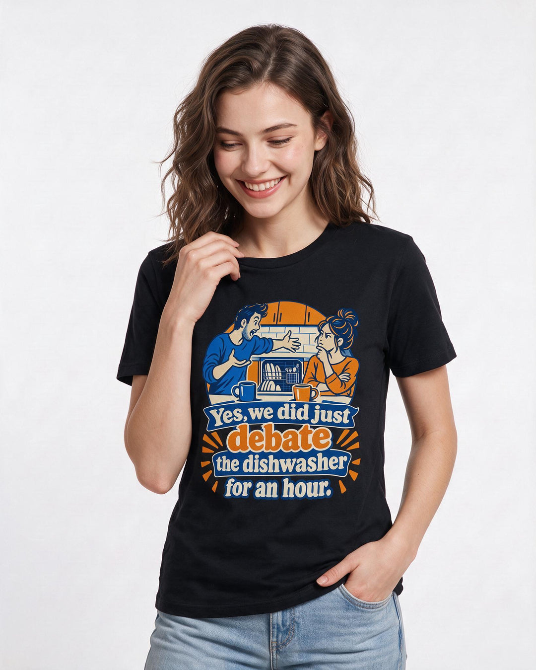 Couples Black T-Shirt for Women – Everyday Expression Graphic Tee product image 1