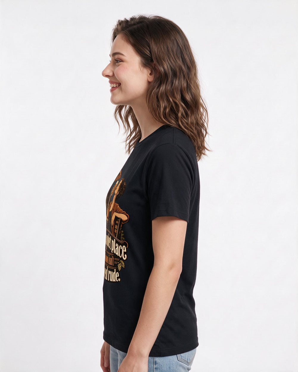Beer Black T-Shirt for Women – Everyday Expression Graphic Tee product image 2