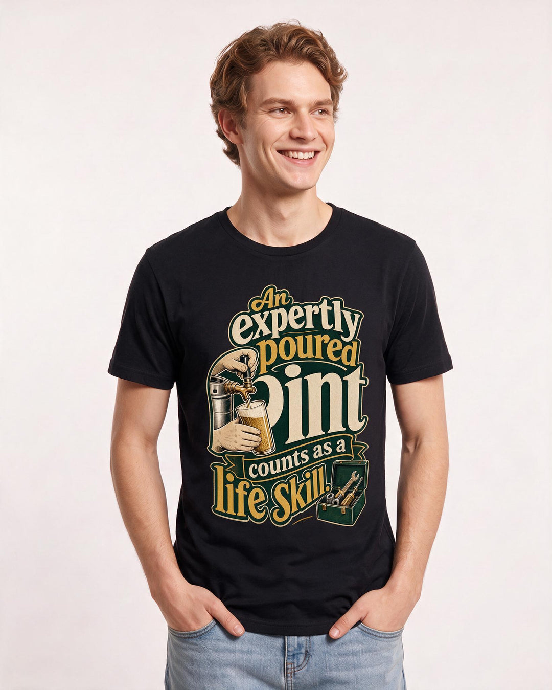 Beer Black T-Shirt for Men – Everyday Expression Graphic Tee product image 3