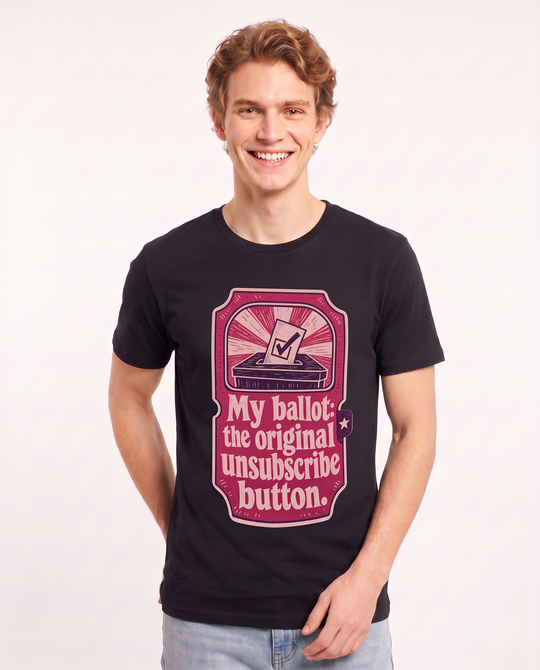 Graphic Men's Black T-Shirt - My ballot: the original unsubscribe product image 3