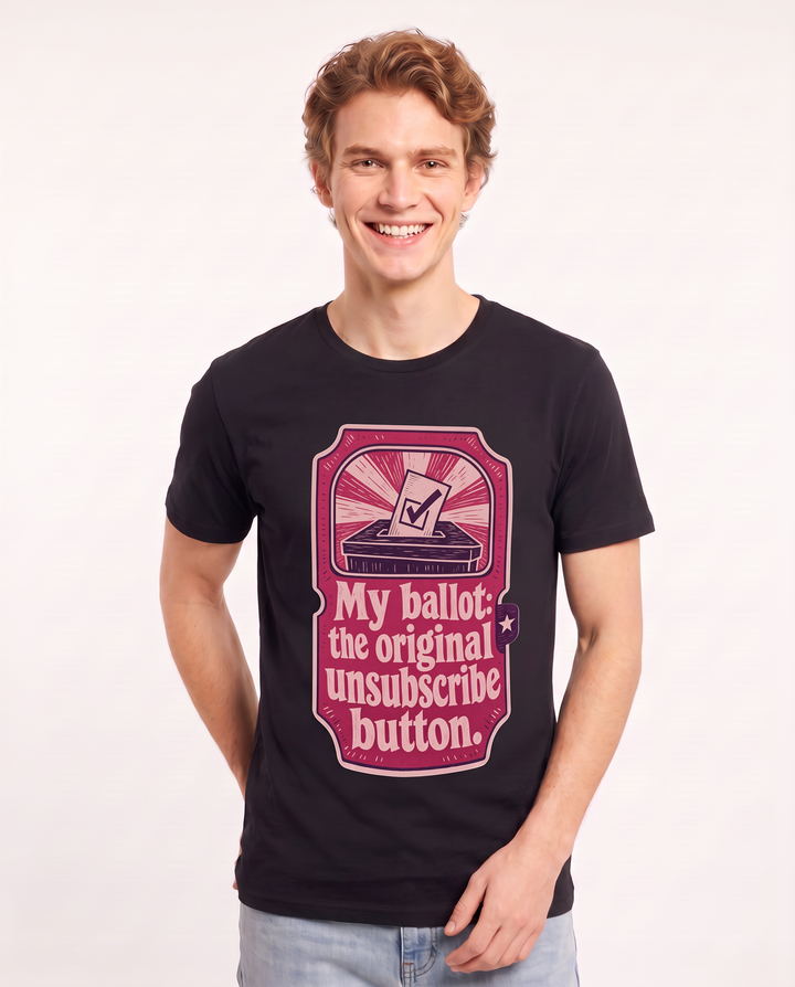 Graphic Men's Black T-Shirt - My ballot: the original unsubscribe product image 3