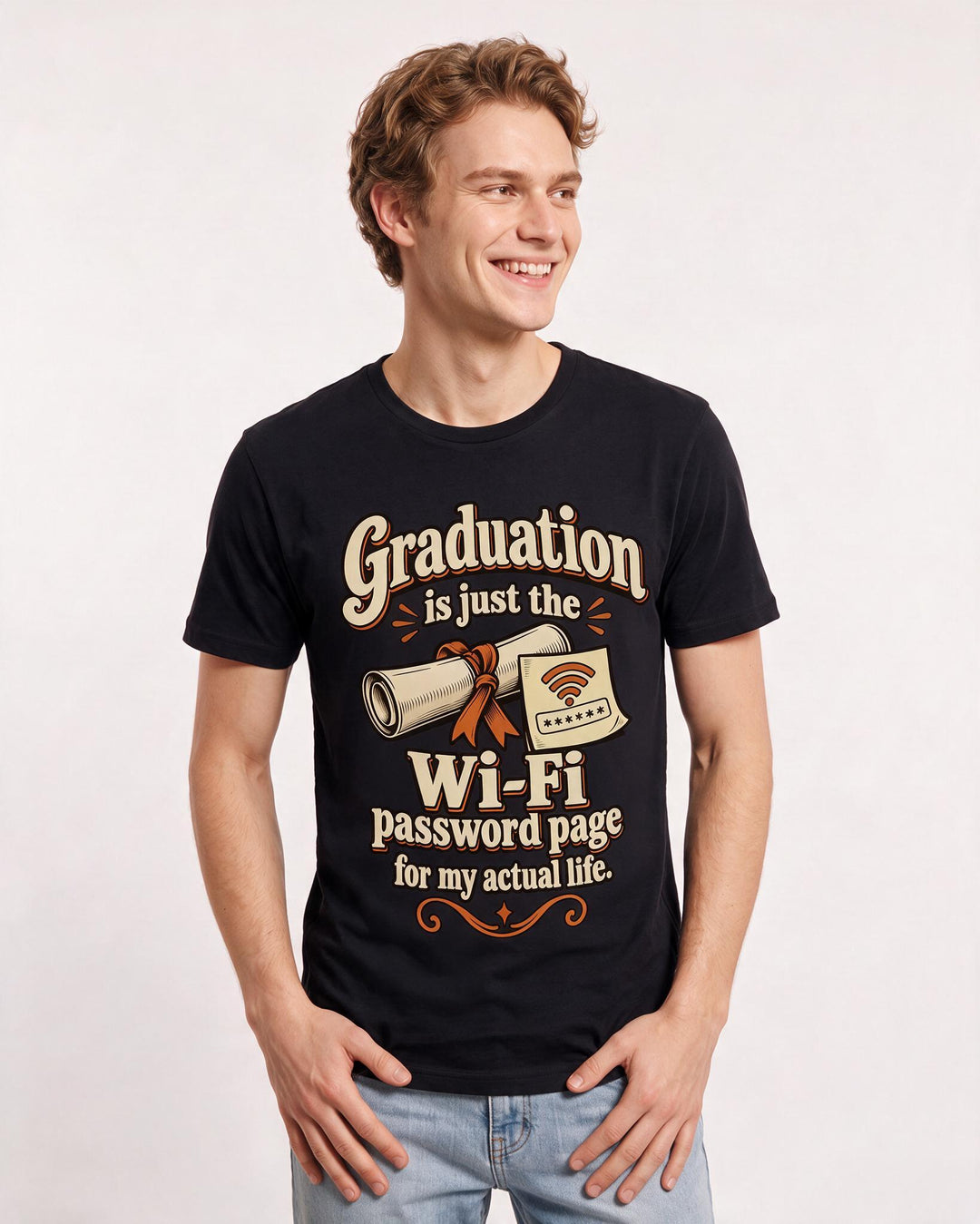 Graduation Black T-Shirt for Men – Everyday Expression Graphic Tee product image 1