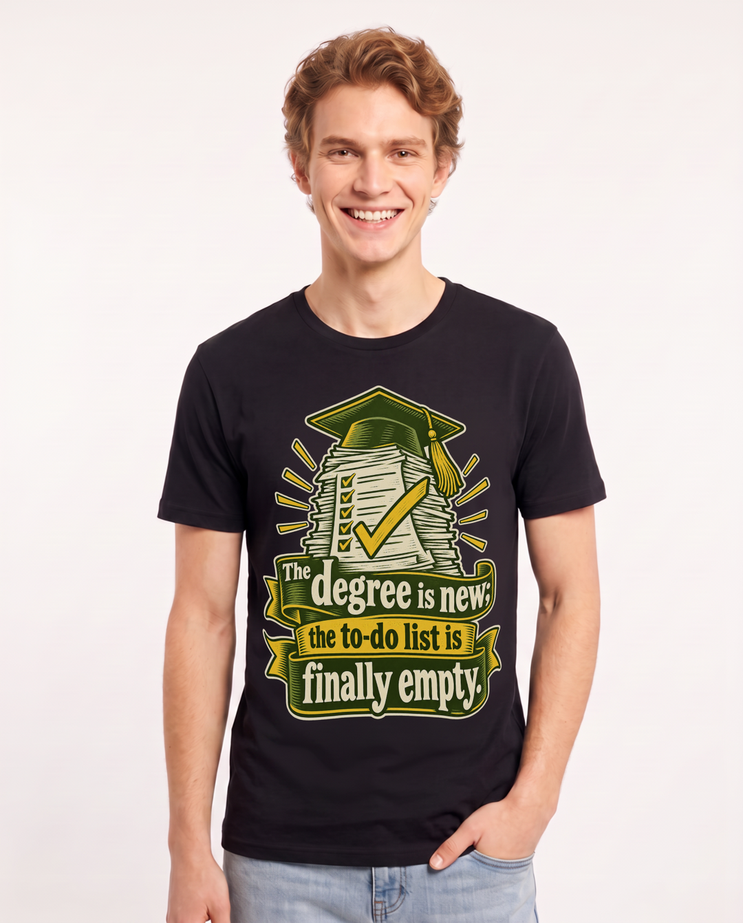 Graduation Black T-Shirt for Men – Everyday Expression Graphic Tee product image 3