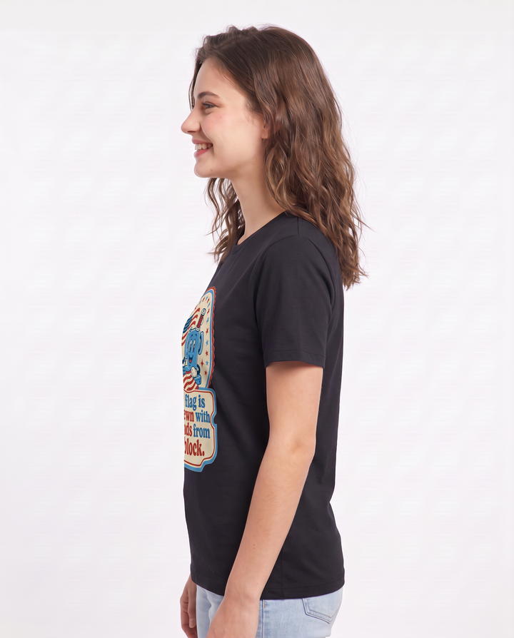 Graphic Women's Black T-Shirt - This flag is also sewn with threads product image 2