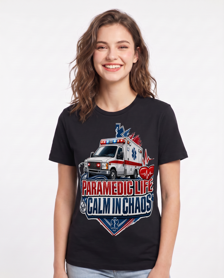 Paramedic Life: Calm in Chaos Women's Black T-Shirt product image 2