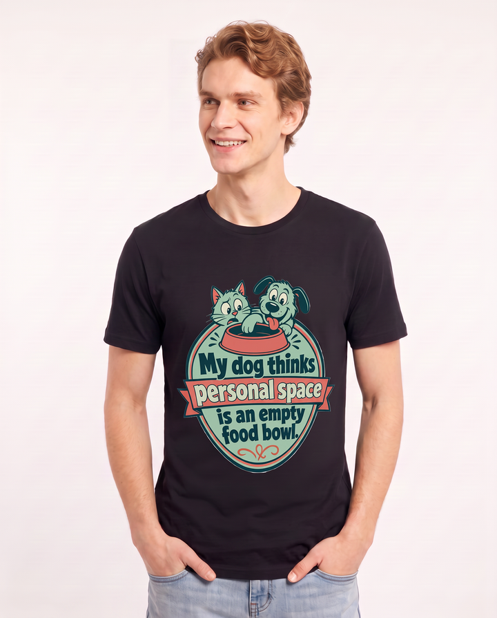 Graphic Men's Black T-Shirt - My dog thinks personal space is an empty product image 3