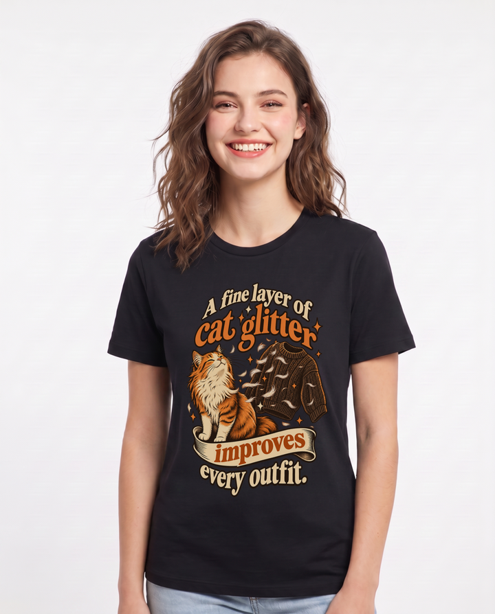 Cat Lover Black T-Shirt for Women – Everyday Expression Graphic Tee product image 3