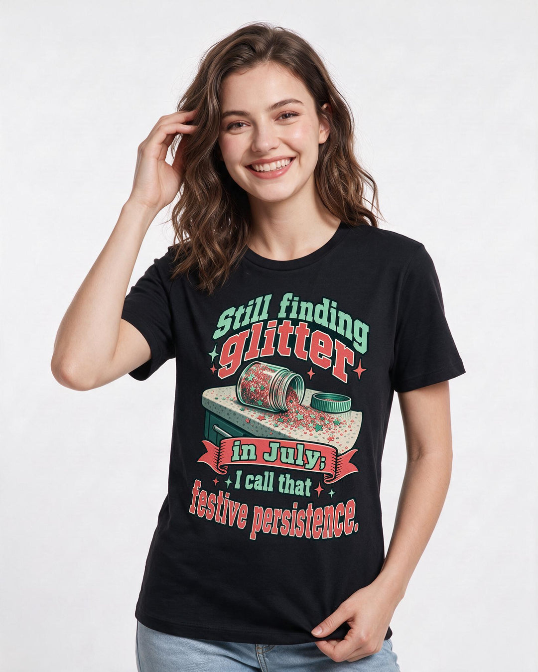 Christmas Black T-Shirt for Women – Holiday Theme Graphic Tee product image 1