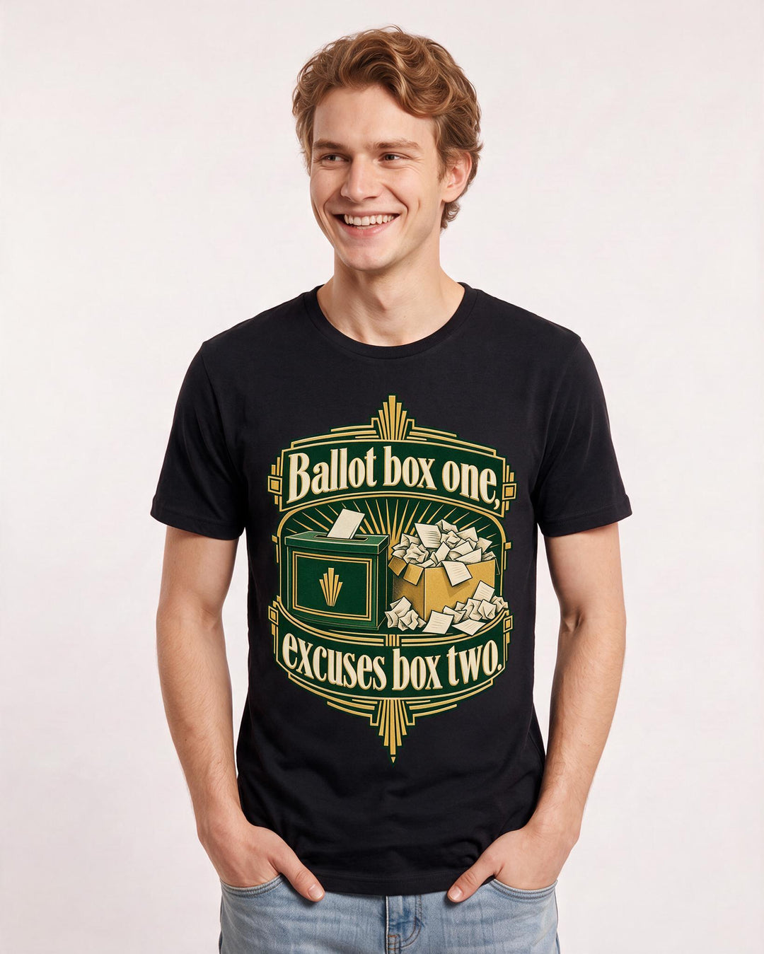 Political Statement Black T-Shirt for Men – Everyday Expression Graphic Tee product image 1