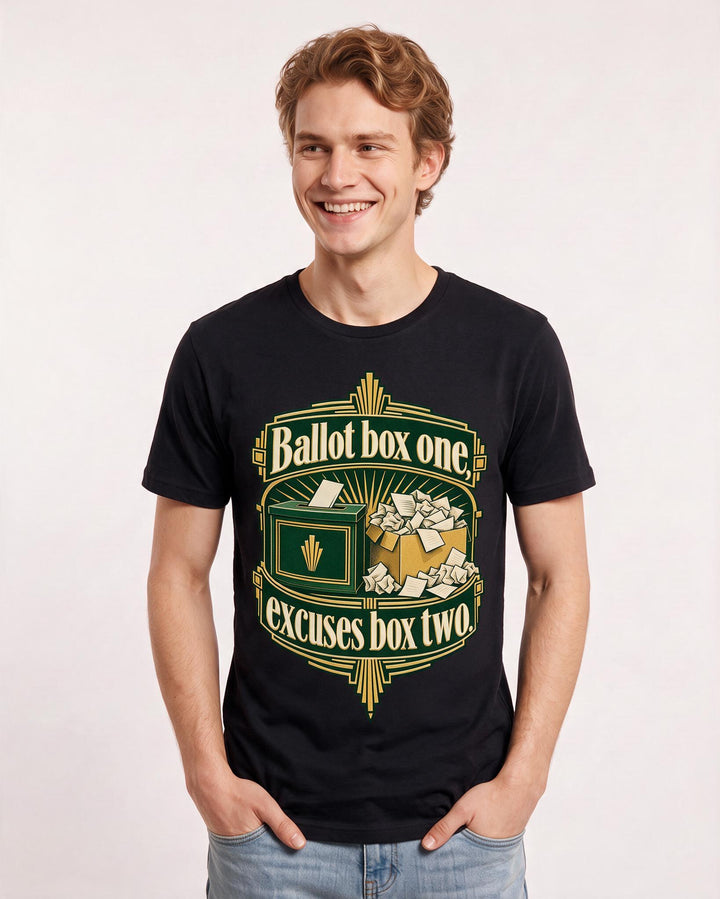 Political Statement Black T-Shirt for Men – Everyday Expression Graphic Tee product image 1