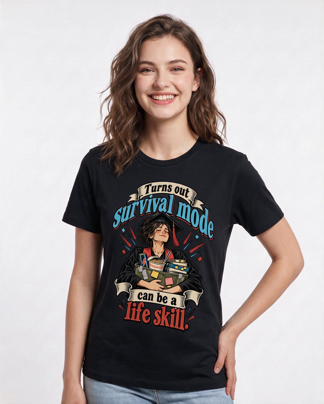 Graduation Black T-Shirt for Women – Everyday Expression Graphic Tee product image 1