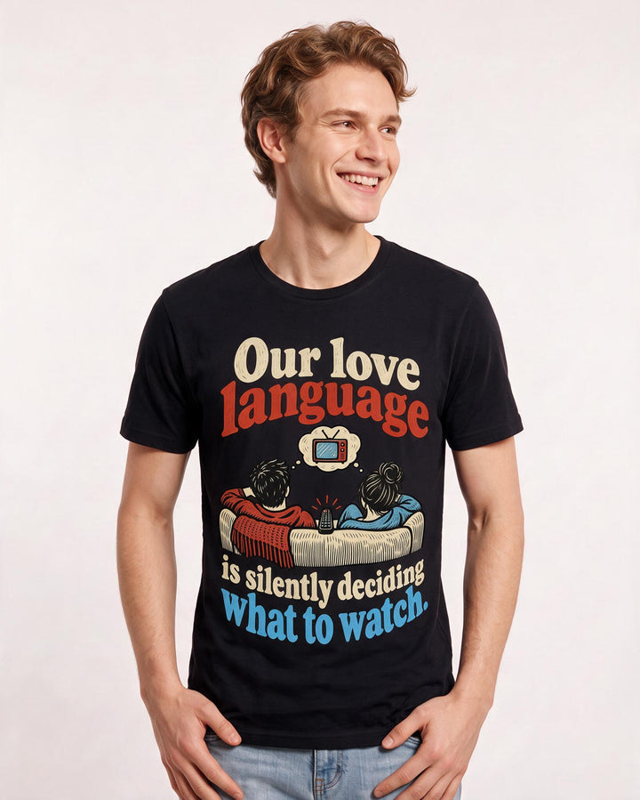 Couples Black T-Shirt for Men – Everyday Expression Graphic Tee product image 1