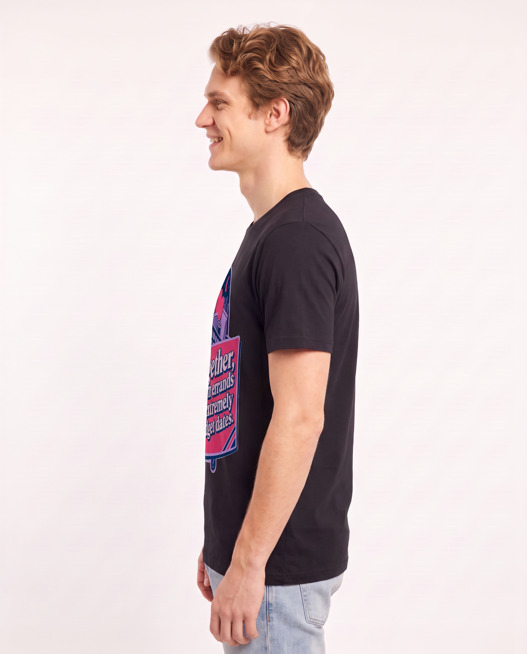 Together, we turn errands into extremely low-budget dates. - Men's Black T-Shirt product image 3