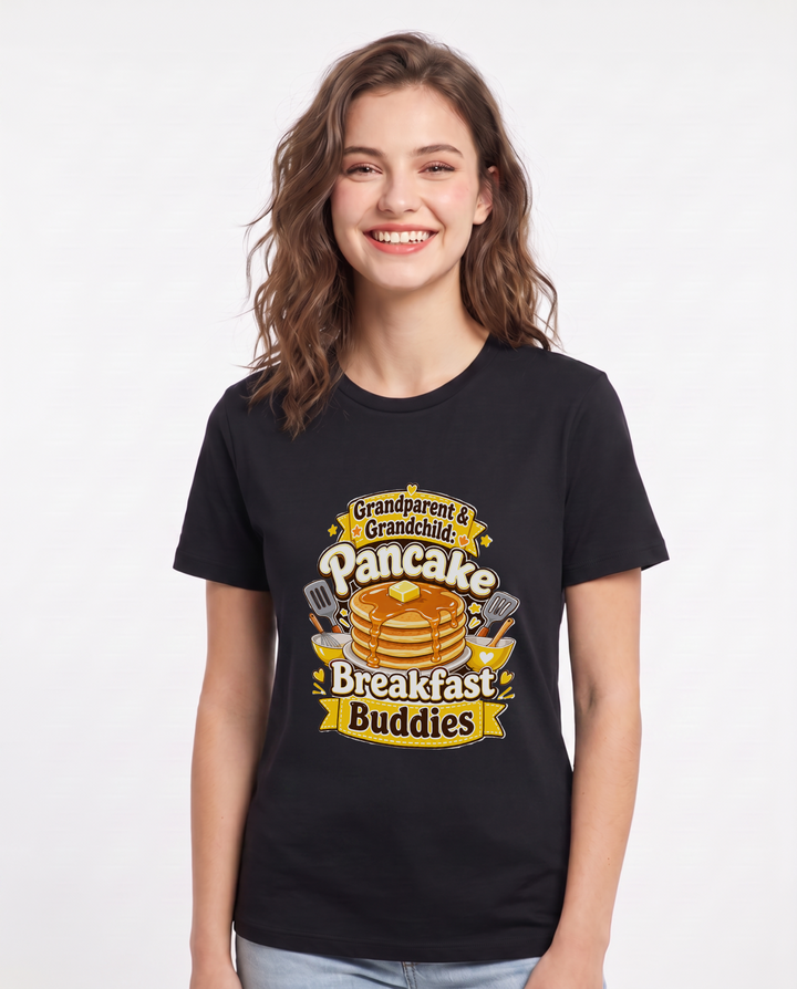 Grandparent & Grandchild: Pancake Breakfast Buddies Women's Black T-Shirt product image 2