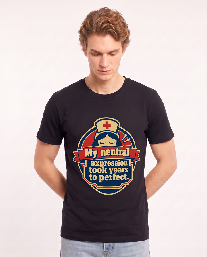 Nurse Gift Men's Black T-Shirt - My neutral expression took years to product image 3