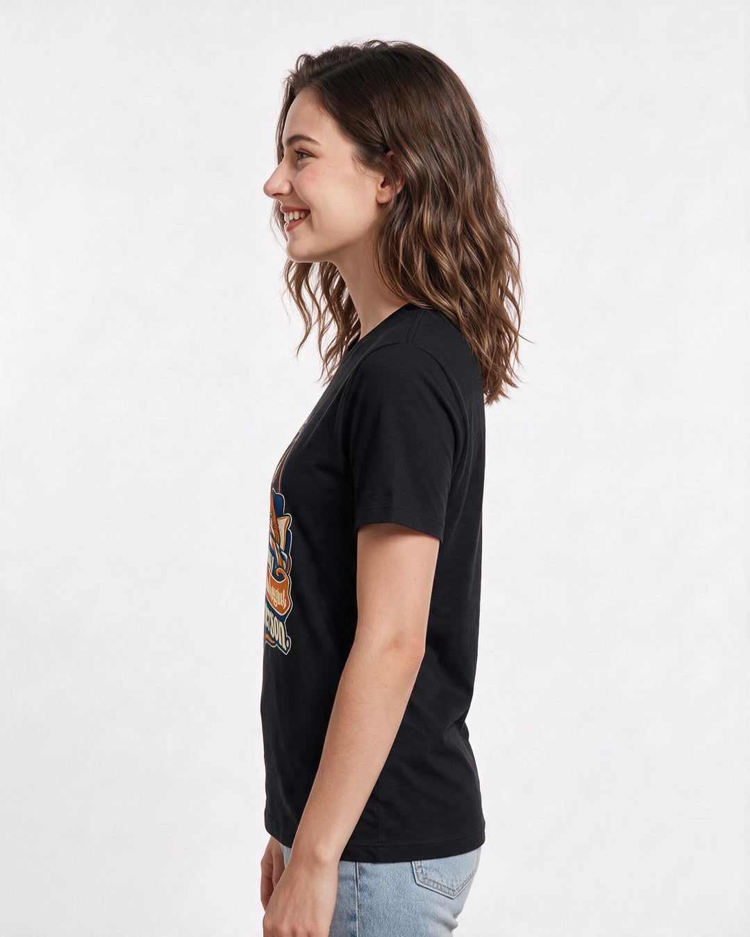 Couples Black T-Shirt for Women – Everyday Expression Graphic Tee product image 2