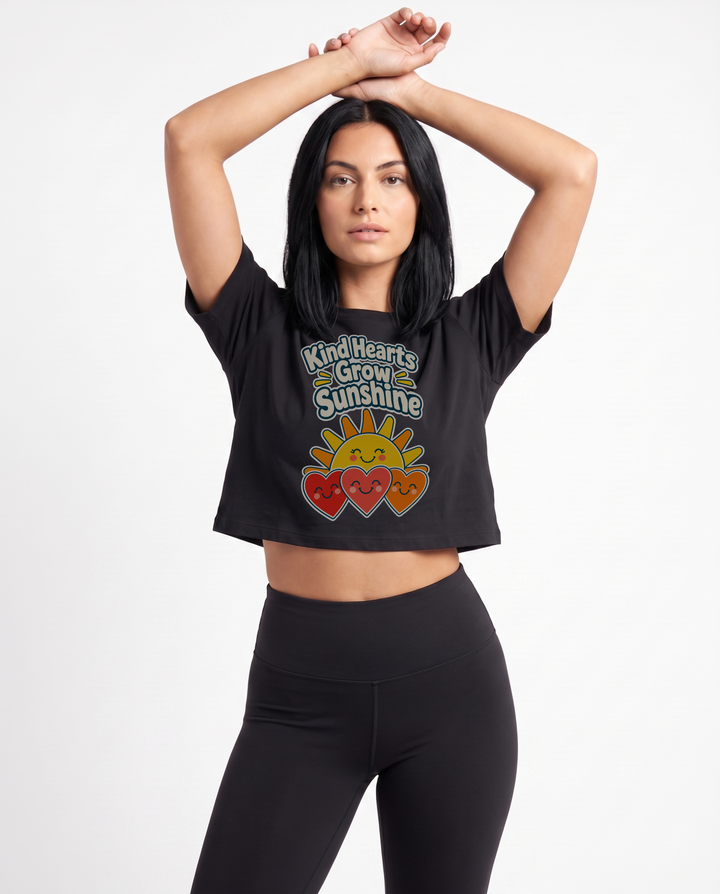 Kind Hearts Grow Sunshine Crop Top mockup 1