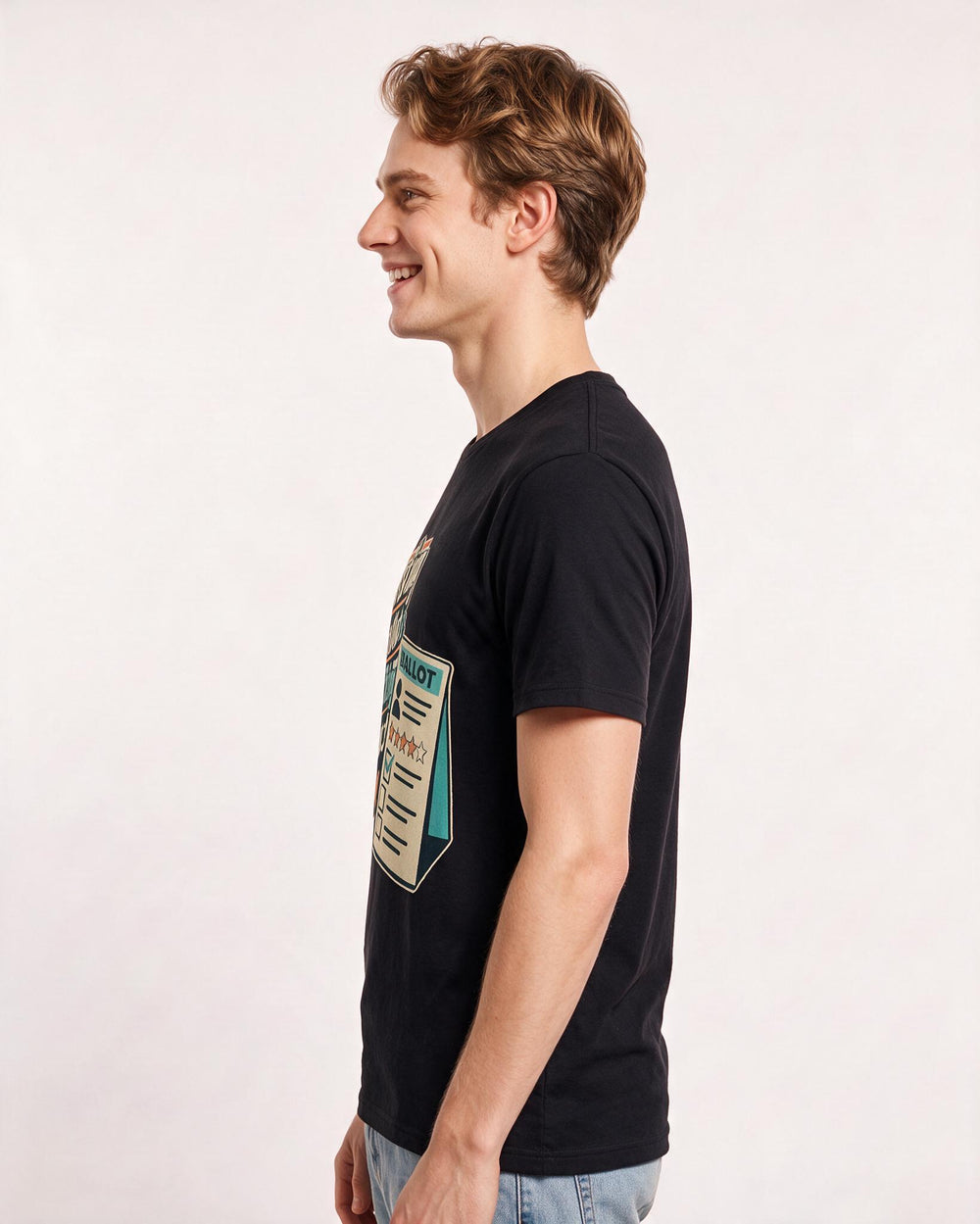 Political Statement Men's Black T-Shirt – Casting a ballot is submitting a product review. product image 2