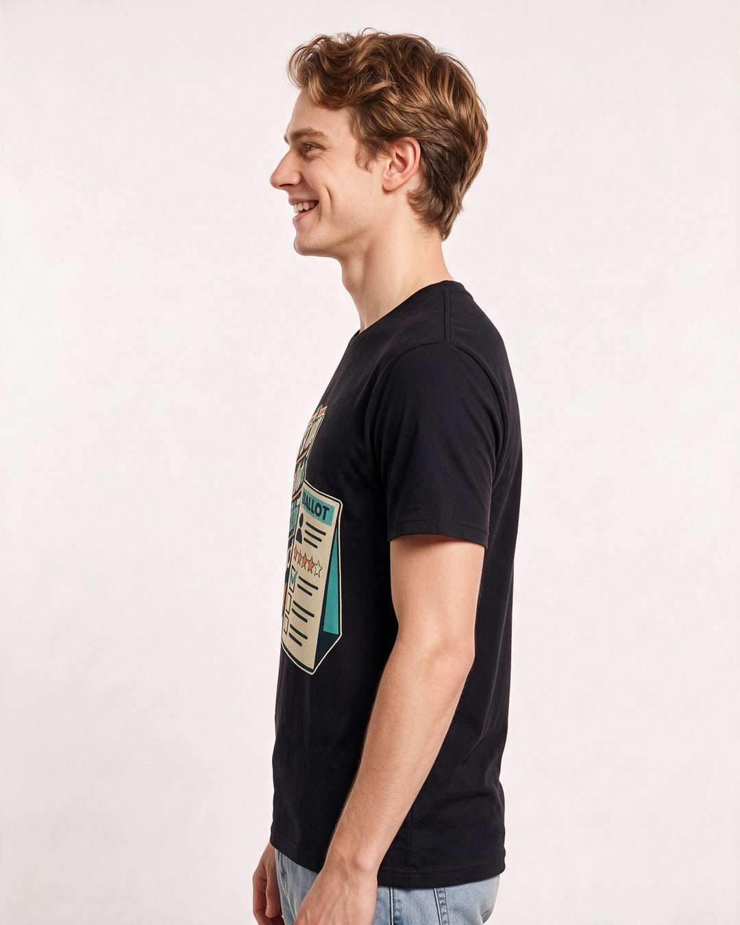 Political Statement Men's Black T-Shirt – Casting a ballot is submitting a product review. product image 2