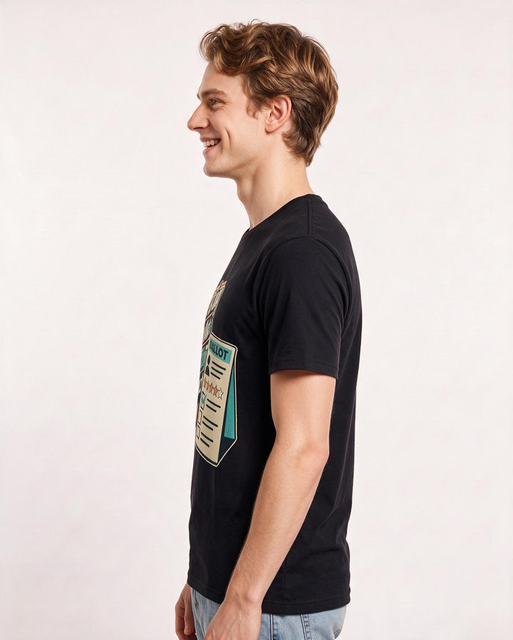 Political Statement Men's Black T-Shirt – Casting a ballot is submitting a product review. product image 2
