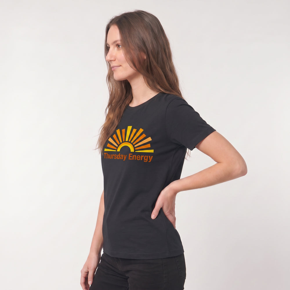 Abstract Sunrise With Dynamic Typography Black T-Shirt product photo 2