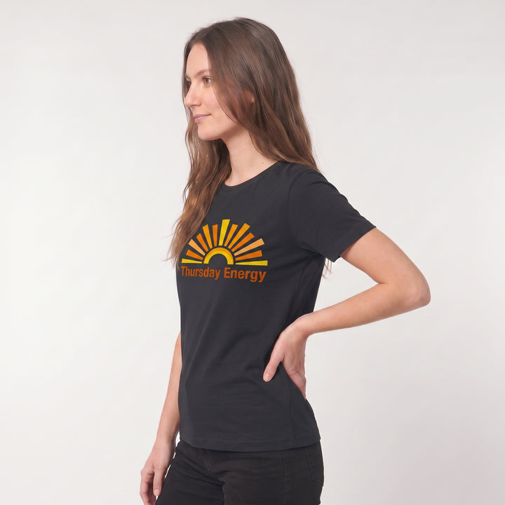 Abstract Sunrise With Dynamic Typography Black T-Shirt product photo 2