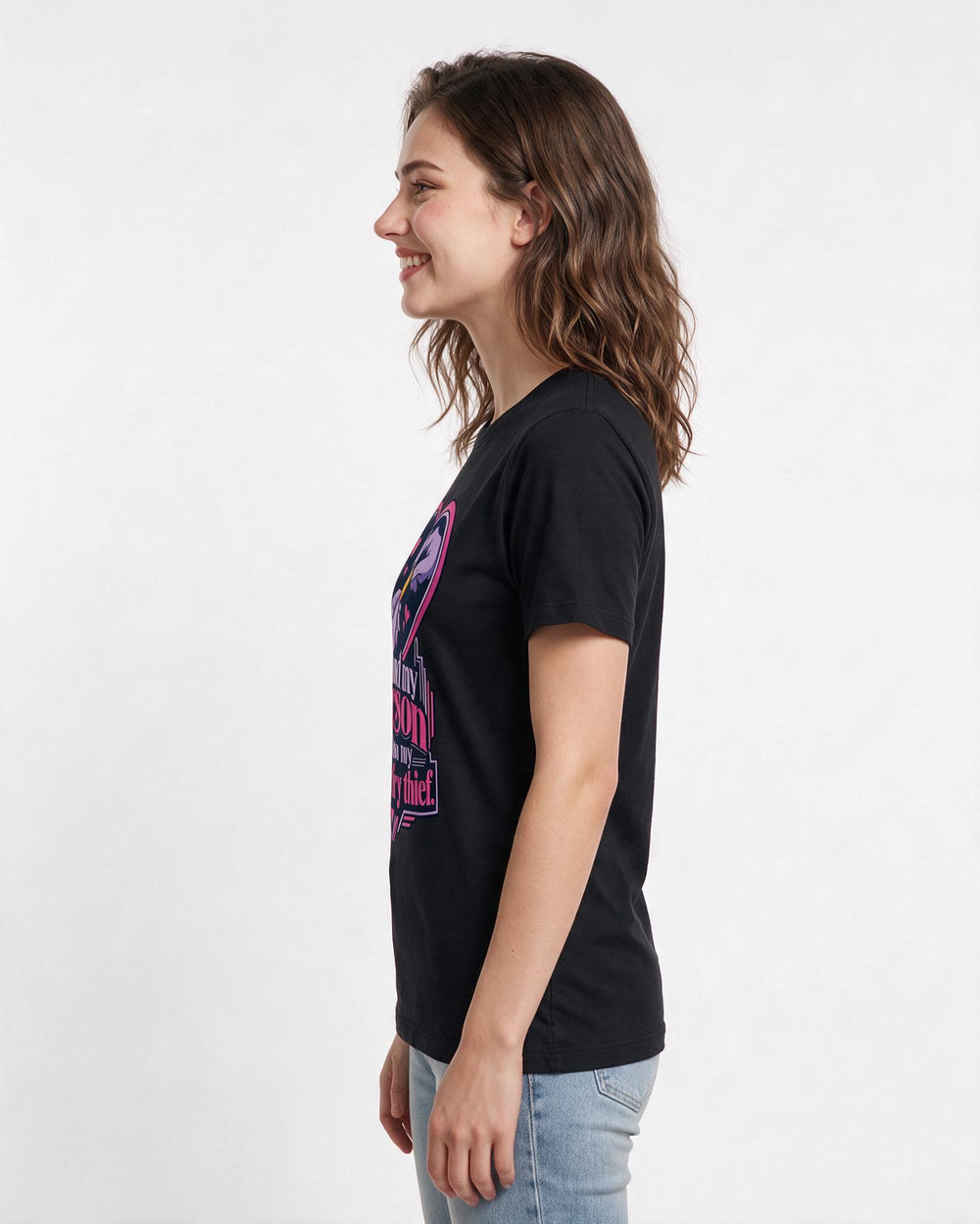 Couples Black T-Shirt for Women – Everyday Expression Graphic Tee product image 2