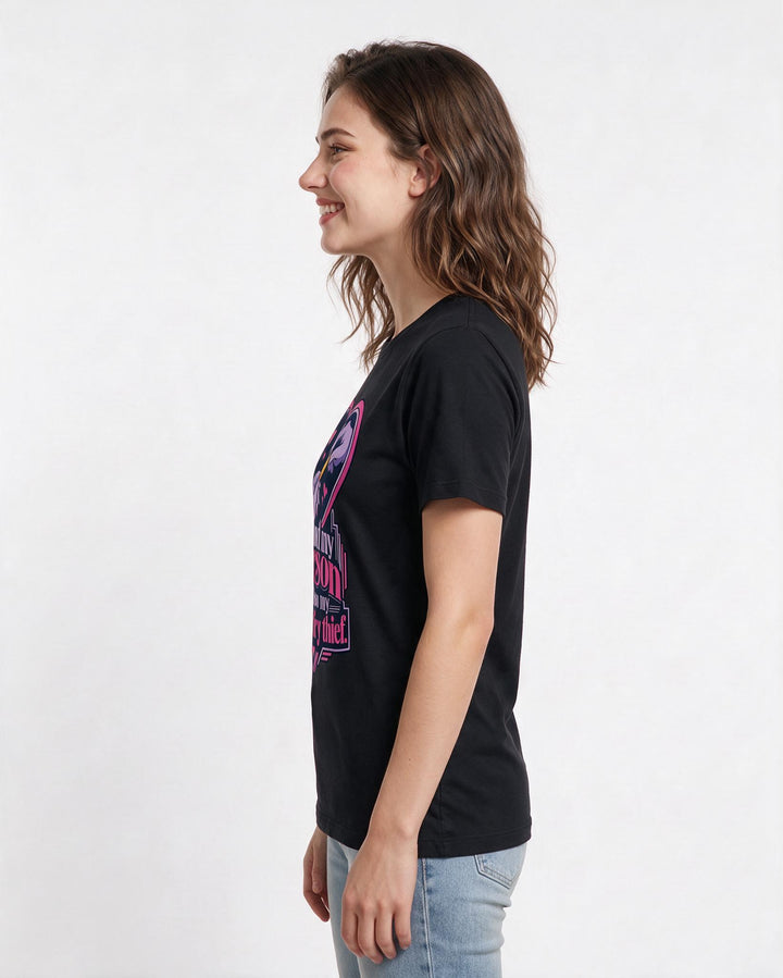 Couples Black T-Shirt for Women – Everyday Expression Graphic Tee product image 2